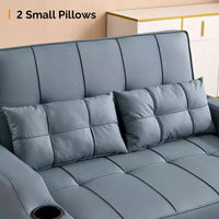 Canapé-lit convertible inclinable en cuir rembourré anti-griffes pour petits espaces avec coussins