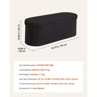 Banc de rangement ovale VEVOR, banc pliant en polaire Teddy pour le bout du lit, coffre de rangement pliant rembourré avec grand espace de rangement, 300 kg, noir