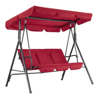 Balançoire de jardin 3 places avec auvent réglable, Balancelle de patio 3 personnes avec pare-soleil inclinable réglable, Balancelle de porche 3 places avec auvent