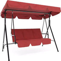Balançoire de jardin 3 places avec auvent réglable, Balancelle de patio 3 personnes avec pare-soleil inclinable réglable, Balancelle de porche 3 places avec auvent