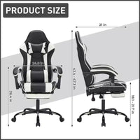 Chaise de jeu avec repose-pieds, chaise d'ordinateur ergonomique avec appuie-tête et support lombaire, chaise de jeu respirante et réglable en hauteur pour la maison et le bureau