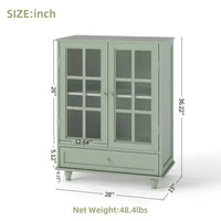 Meuble Buffet Minimaliste FurnitureR avec Portes en Verre et Tiroir, Armoire de Rangement de Style Ferme pour Salle à Manger, Cuisine, Salon, Couloir et Entrée