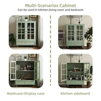 Meuble Buffet Minimaliste FurnitureR avec Portes en Verre et Tiroir, Armoire de Rangement de Style Ferme pour Salle à Manger, Cuisine, Salon, Couloir et Entrée