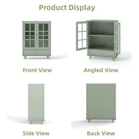 Meuble Buffet Minimaliste FurnitureR avec Portes en Verre et Tiroir, Armoire de Rangement de Style Ferme pour Salle à Manger, Cuisine, Salon, Couloir et Entrée