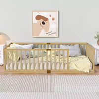 Lit et sommier Whisen Twin Floor avec barrières hautes, 6 lattes incluses, garde-corps de sécurité, sans porte
