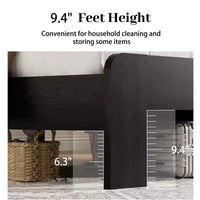 Lit plateforme double/grand lit/très grand lit avec tête de lit de rangement à LED, cadre de lit plateforme en bois avec 2 ports USB, grand espace de rangement sous le lit