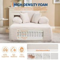 48,8" Canapé-lit chaise longue surdimensionné - Canapé sans structure en velours côtelé avec oreillers et accoudoirs larges pour salon ou chambre à coucher