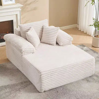 48,8" Canapé-lit chaise longue surdimensionné - Canapé sans structure en velours côtelé avec oreillers et accoudoirs larges pour salon ou chambre à coucher