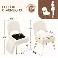 Chaise de coiffeuse Furniliving avec rangement, Chaise de maquillage avec rangement et dossier pliable