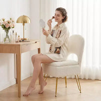 Chaise de coiffeuse Furniliving avec rangement, Chaise de maquillage avec rangement et dossier pliable