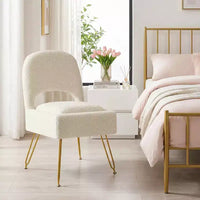 Chaise de coiffeuse Furniliving avec rangement, Chaise de maquillage avec rangement et dossier pliable