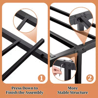 Cadre de lit plateforme robuste en métal avec tête de lit - Taille simple - Sommier durable