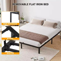 Cadre de lit plateforme en métal robuste Construction en acier robuste Pas besoin de sommier Tapissier Silencieux, profil bas, assemblage facile, supporte jusqu'à 360 kg