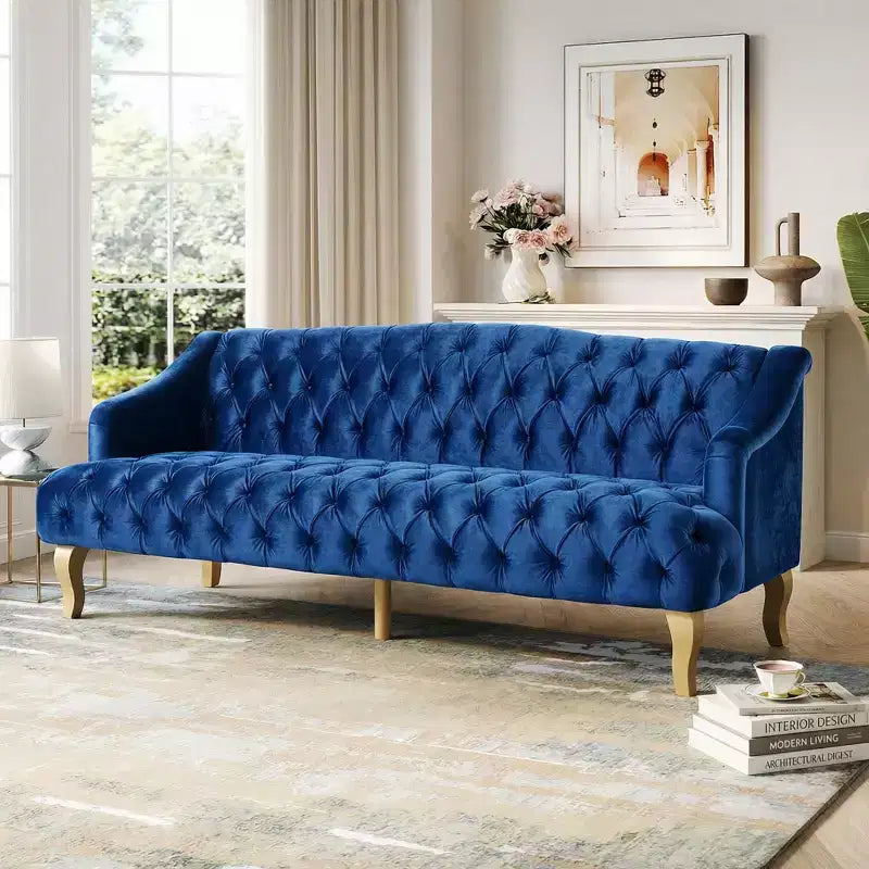 Canapé 3 places Thomas Christopher Knight Home 72.76'' moderne milieu de siècle en velours avec pieds en bois galbés