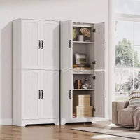 Armoire de cuisine de style ferme, 71 armoire de rangement haute en bois avec 4 portes et étagères réglables, buffet pour salle à manger et salon