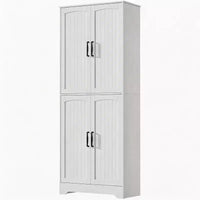 Armoire de cuisine de style ferme, 71 armoire de rangement haute en bois avec 4 portes et étagères réglables, buffet pour salle à manger et salon