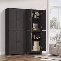 Armoire de cuisine de style ferme, 71 armoire de rangement haute en bois avec 4 portes et étagères réglables, buffet pour salle à manger et salon