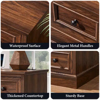 Table de chevet avec 4 tiroirs de rangement, table de nuit large de 66 cm avec station de charge, tables d'appoint en bois pour chambre à coucher, salon