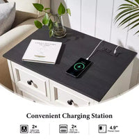 Table de chevet avec 4 tiroirs de rangement, table de nuit large de 66 cm avec station de charge, tables d'appoint en bois pour chambre à coucher, salon