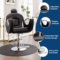 Fauteuil de barbier professionnel inclinable Garvee, chaise de salon de beauté pour barbier et domicile, fauteuil de salon pivotant à 30° pour coiffeur