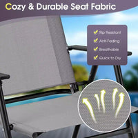 Costway Lot de 2/4 chaises pliantes d'extérieur légères à dossier haut avec accoudoirs et assise en tissu confortable
