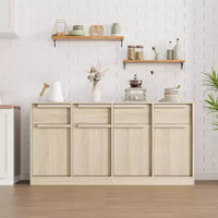 62.4 Armoire de buffet, grande armoire à café avec 4 portes et 4 tiroirs, armoire de rangement moderne avec étagères réglables, station de café en bois
