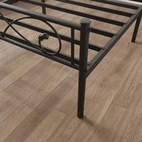 Cadre de lit plateforme en métal de taille double avec tête et pied de lit au design de poing, rangement sous le lit, silencieux, montage facile, pas besoin de sommier tapissier, noir
