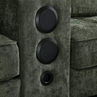 Canapé d'angle Whisen 126 avec console centrale, porte-gobelets, forme en U, haut-parleurs Bluetooth intégrés et 2 poufs de rangement pour le salon