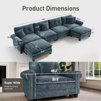 Canapé d'intérieur rembourré Captiva Designs avec pouf, cadre en bois massif, ressorts ensachés et coussins décoratifs