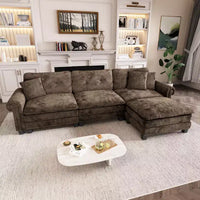 Canapé d'intérieur rembourré Captiva Designs avec pouf, cadre en bois massif, ressorts ensachés et coussins décoratifs