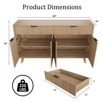 Bahut, 2 tiroirs, 4 portes, étagères réglables, rangement, pour la maison, le salon