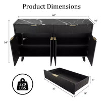 Bahut, 2 tiroirs, 4 portes, étagères réglables, rangement, pour la maison, le salon