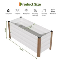 Grand bac jardinière en aluminium blanc, carre de jardin sureleve extra-long avec coins arrondis et bordure de securite anti-coupure