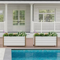 Grand bac jardinière en aluminium blanc, carre de jardin sureleve extra-long avec coins arrondis et bordure de securite anti-coupure