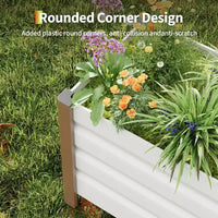 Grand bac jardinière en aluminium blanc, carre de jardin sureleve extra-long avec coins arrondis et bordure de securite anti-coupure