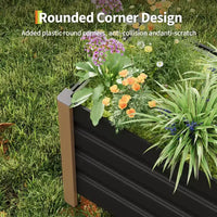 Grand bac jardinière en aluminium blanc, carre de jardin sureleve extra-long avec coins arrondis et bordure de securite anti-coupure