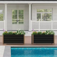 Grand bac jardinière en aluminium blanc, carre de jardin sureleve extra-long avec coins arrondis et bordure de securite anti-coupure
