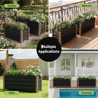 Grand bac jardinière en aluminium blanc, carre de jardin sureleve extra-long avec coins arrondis et bordure de securite anti-coupure