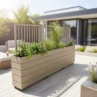 Jardinière de séparation moderne en aluminium brun cendré pour espaces intérieurs et extérieurs, jardinière d'intimité avec drainage et finition durable