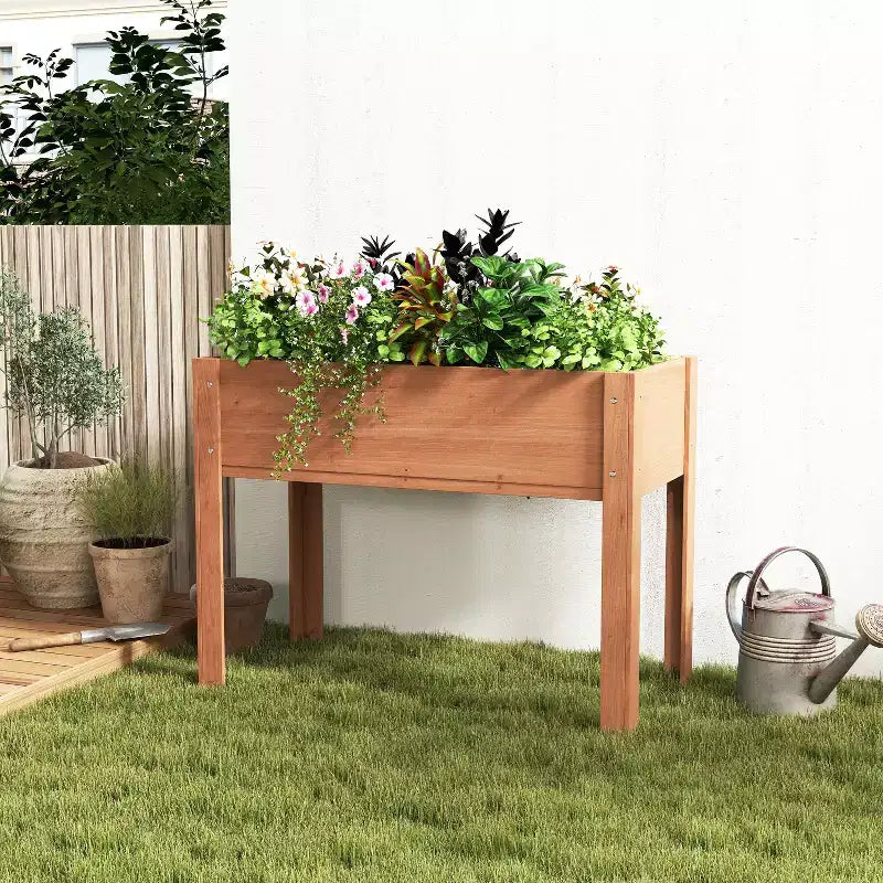 Jardin potager surélevé de 101,6 x 50,8 x 78,7 cm avec pieds, bac de plantation surélevé en bois massif pour légumes, herbes aromatiques et fleurs, montage facile