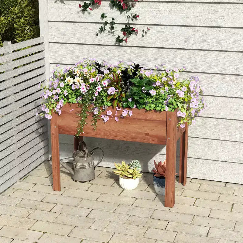 Jardin potager surélevé de 101,6 x 50,8 x 78,7 cm avec pieds, bac de plantation surélevé en bois massif pour légumes, herbes aromatiques et fleurs, montage facile