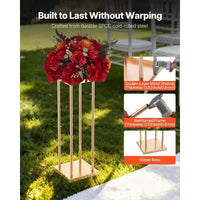 Support de fleurs de mariage VEVOR, support de fleurs colonne de 10 pièces de 60 cm, supports floraux avec stratifié métallique, présentoir floral cubique cylindrique, doré
