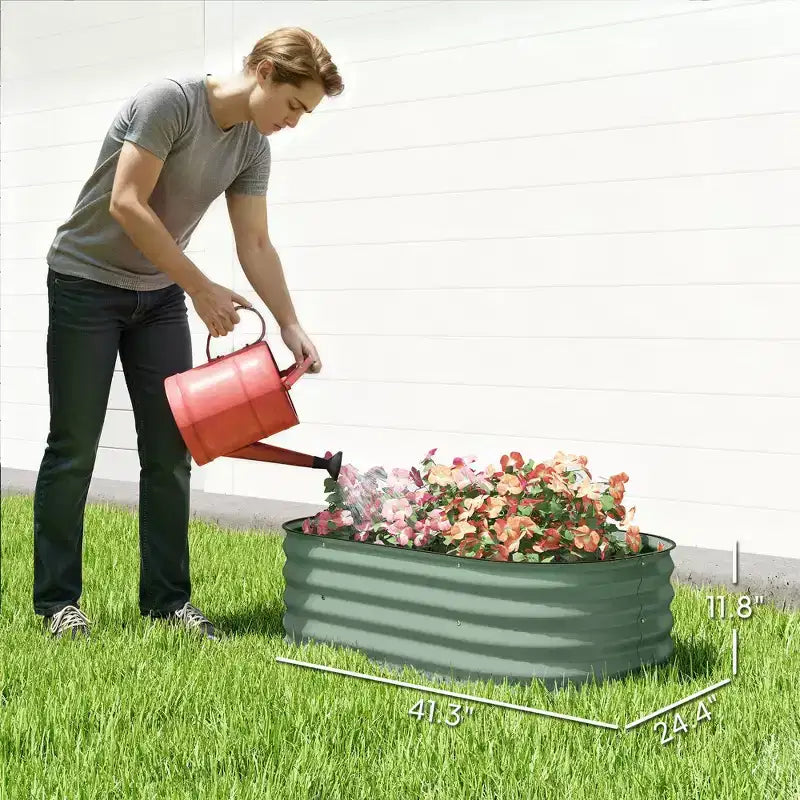 Kit de jardin surélevé galvanisé, jardinière métallique avec bordure de sécurité