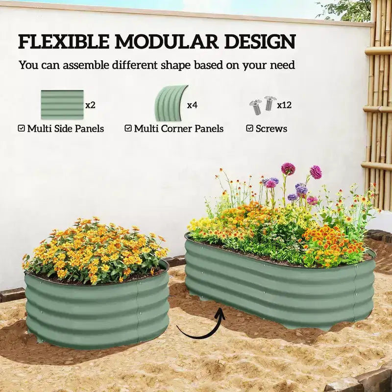 Kit de jardin surélevé galvanisé, jardinière métallique avec bordure de sécurité