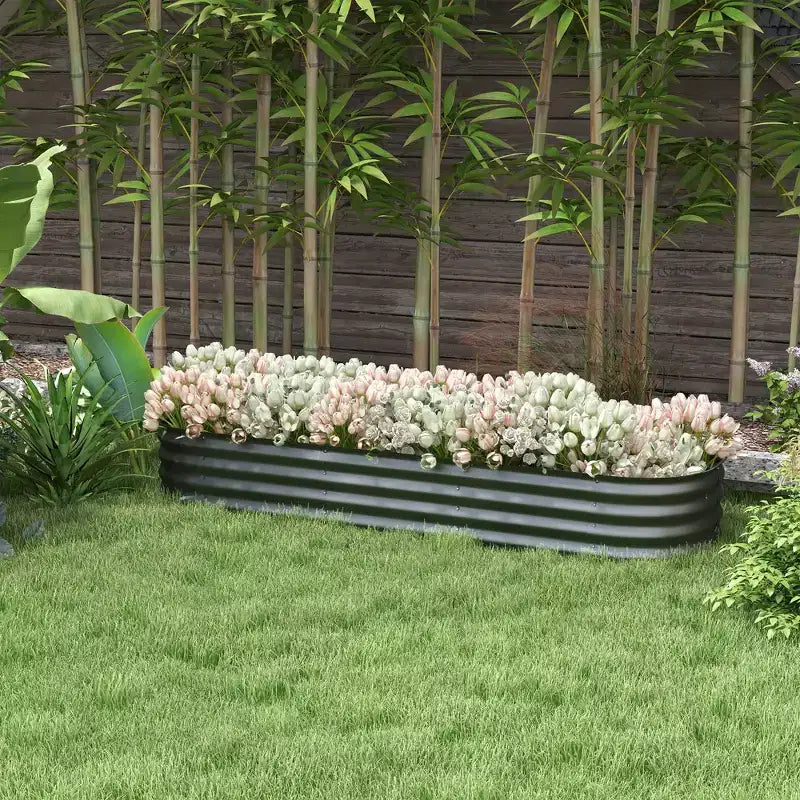 Kit de jardin surélevé galvanisé, jardinière métallique avec bordure de sécurité