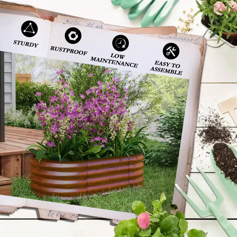 Kit de jardin surélevé galvanisé, jardinière métallique avec bordure de sécurité
