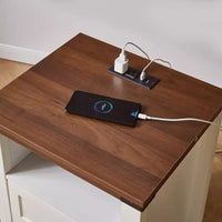Table de chevet Homy Casa à 2 tiroirs, table d'appoint moderne avec station de charge et lumière LED, blanche