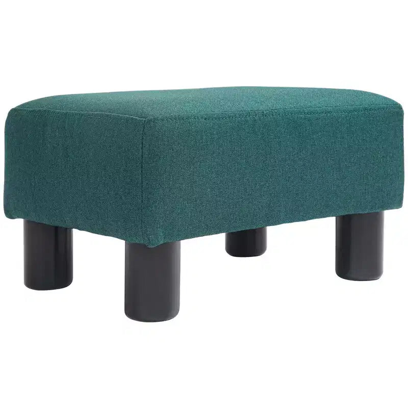 Petit pouf cube repose-pieds avec revêtement en tissu de lin - vert