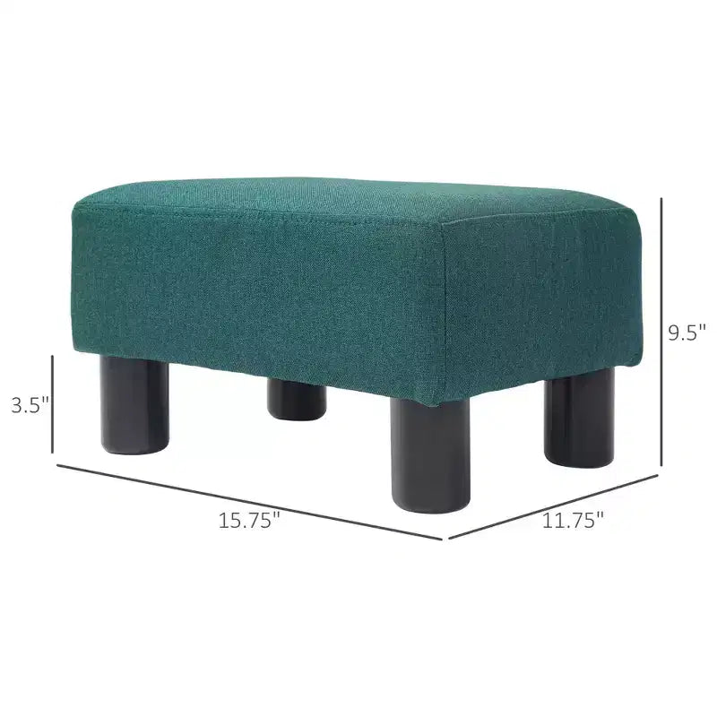 Petit pouf cube repose-pieds avec revêtement en tissu de lin - vert