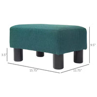 Petit pouf cube repose-pieds avec revêtement en tissu de lin - vert